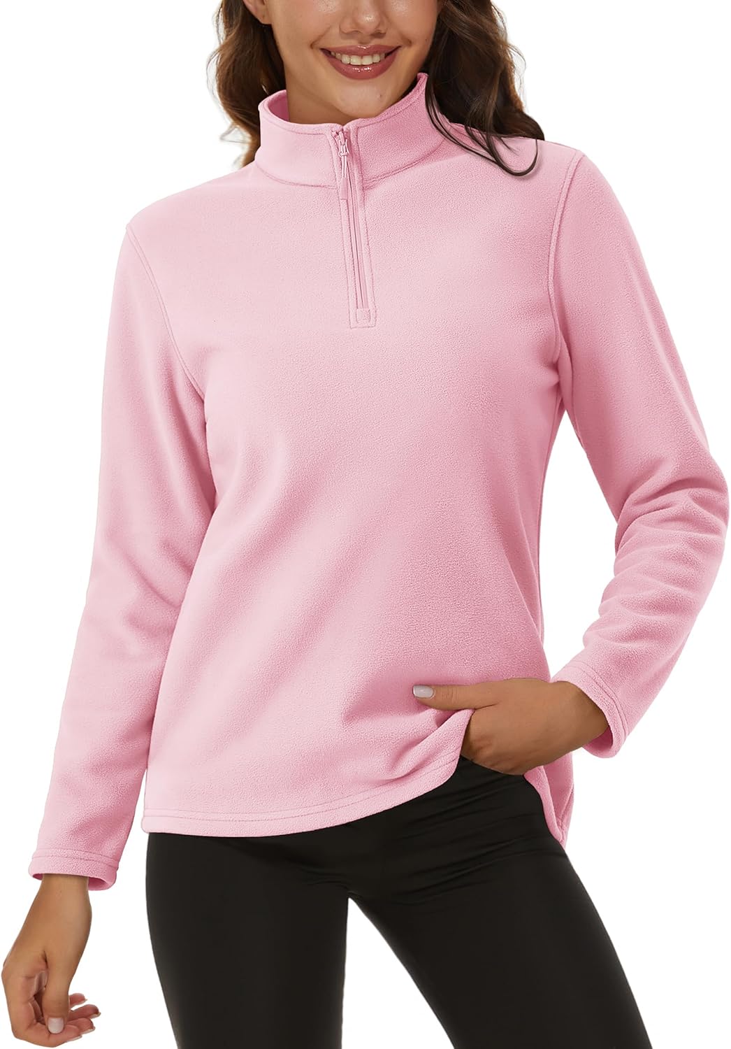 MAGCOMSEN Women's Quarter Zip Pullover Fleece Jacket for Comfort