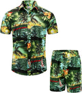 Men's Hawaiian Shirt and Shorts Set - Lightweight Beach Suit