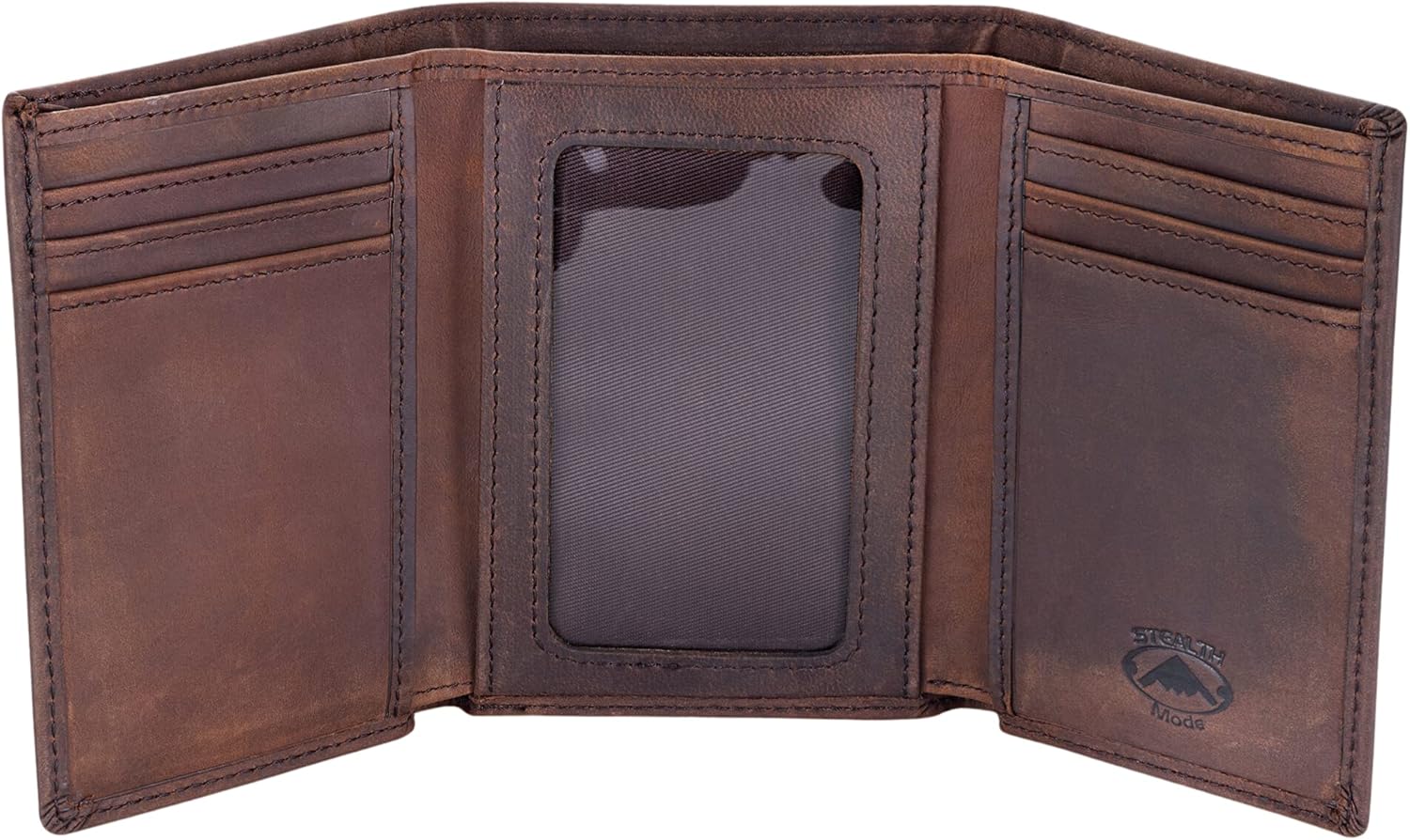 Stealth Mode Trifold Leather Wallet with RFID Blocking Features
