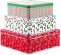 Christmas Cookie Tins with Lids 3 Pack - Nesting Holiday Gift Boxes