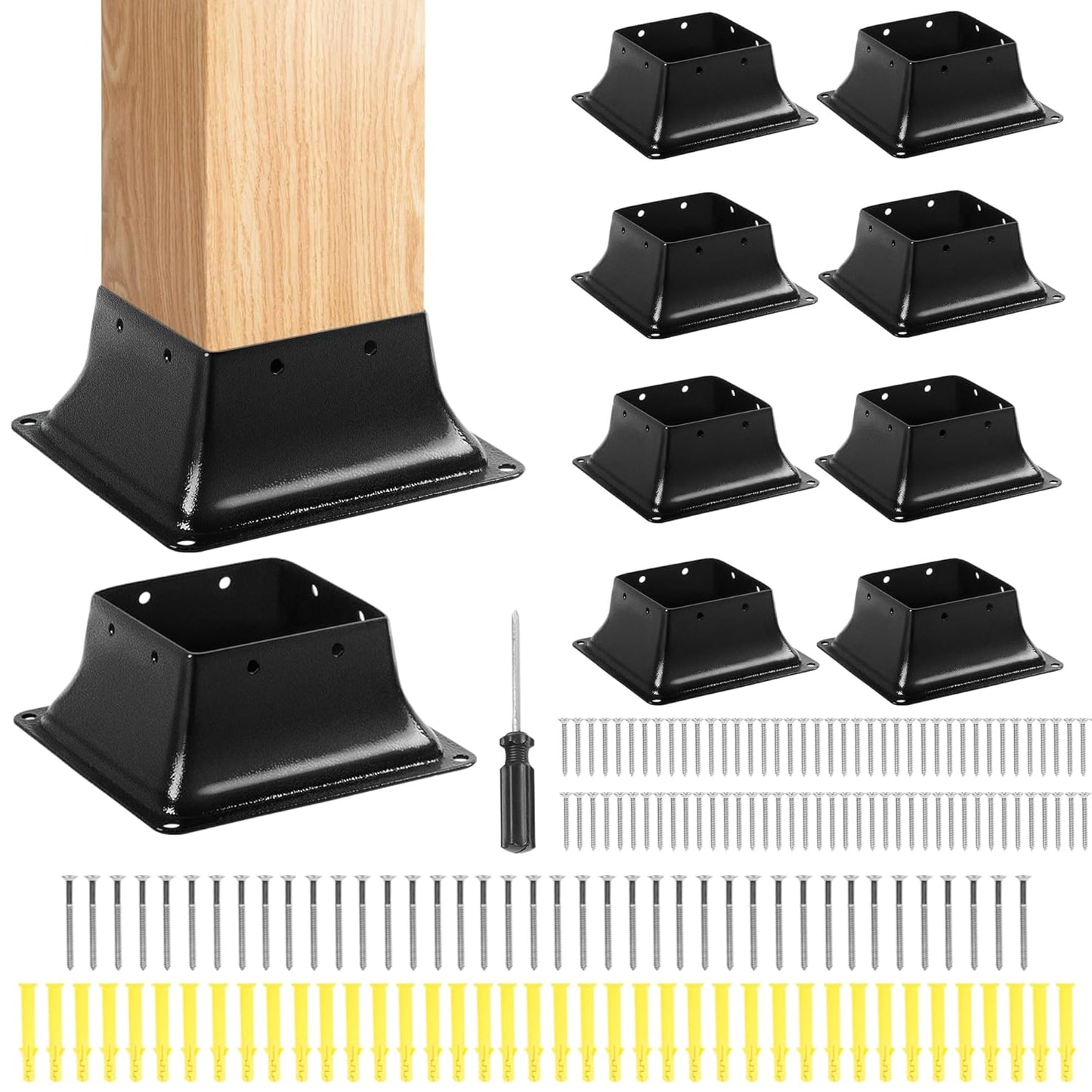 4x4 Post Base Heavy Duty Powder-Coated for Deck Railing Support