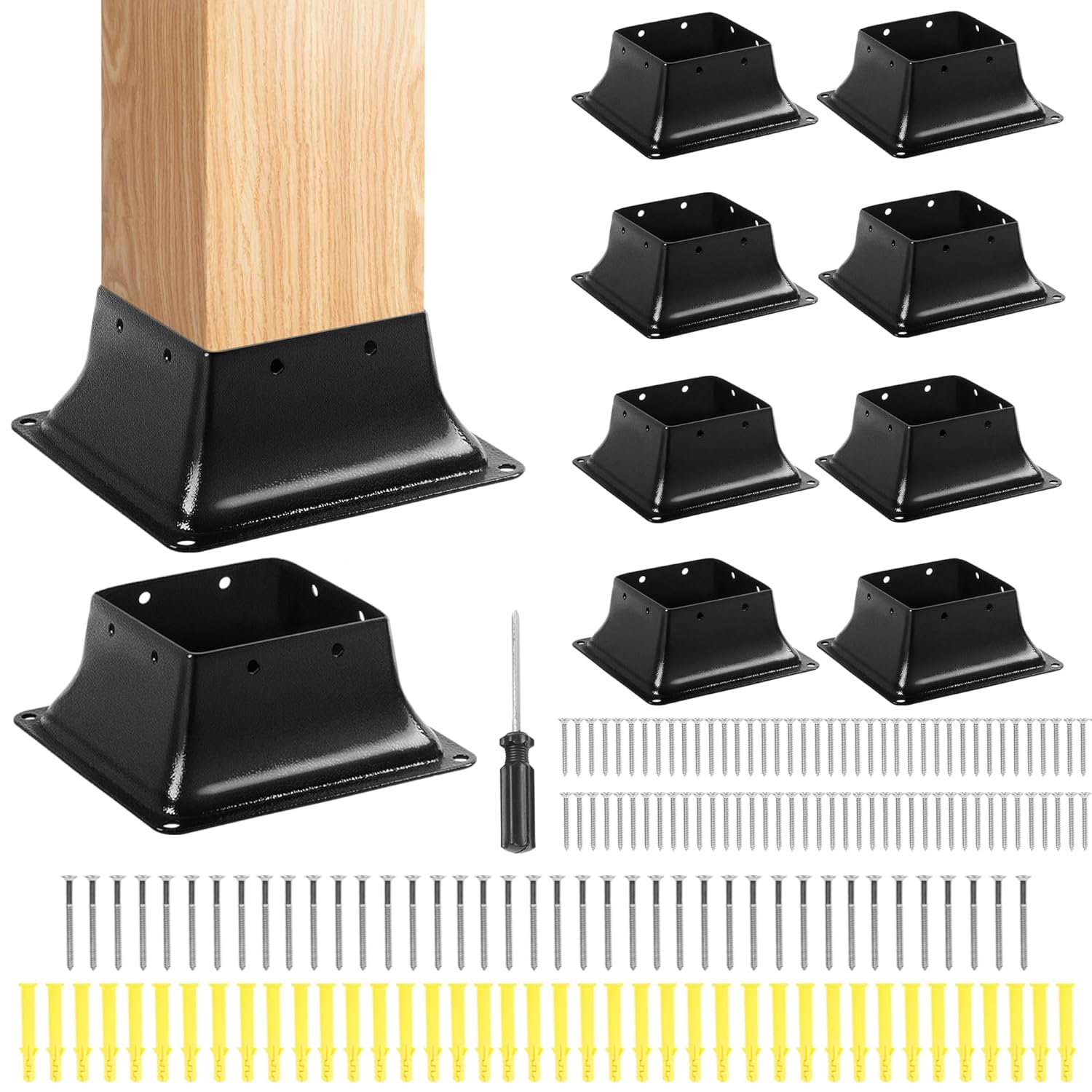 4x4 Post Base Heavy Duty Powder-Coated for Deck Railing Support