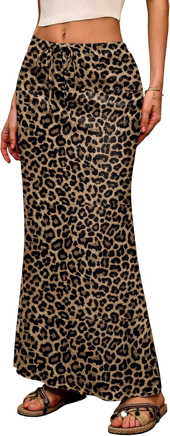 ELLEVEN Linen Flared Maxi Skirt with Back Slit for Summer Style