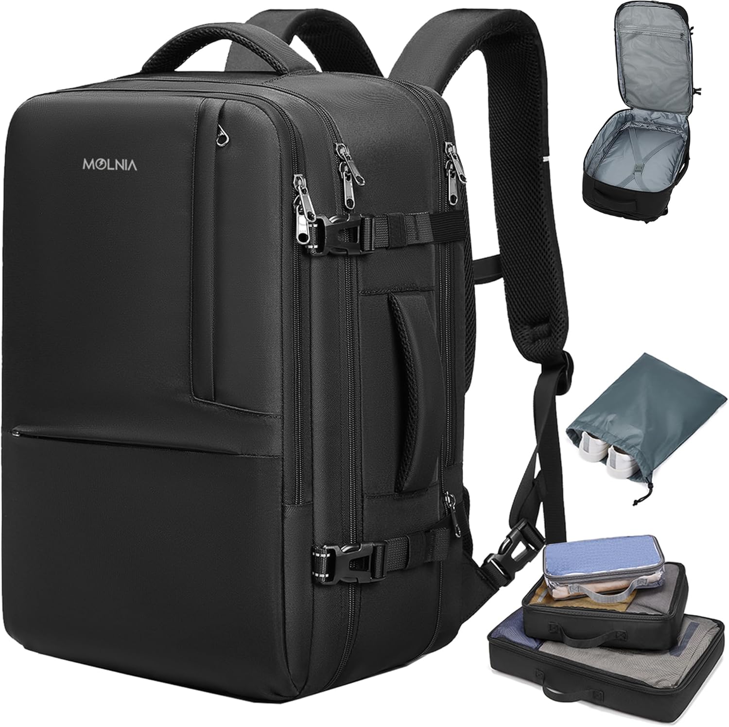 MOLNIA 50L Expandable Travel Backpack for Men and Women