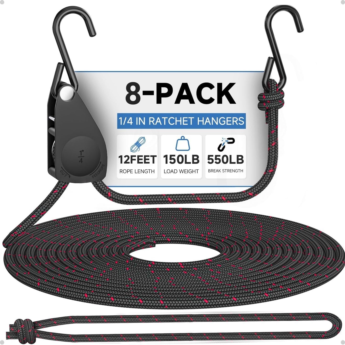 Fondwell 1/4in Retractable Ratchet Straps for Secure Transport