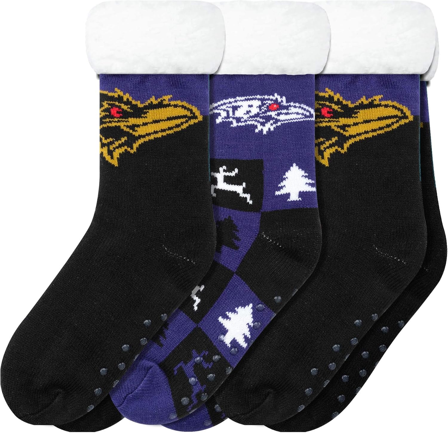 FOCO Women's NFL Team Logo Fan Footy Slipper Socks 3-Pack