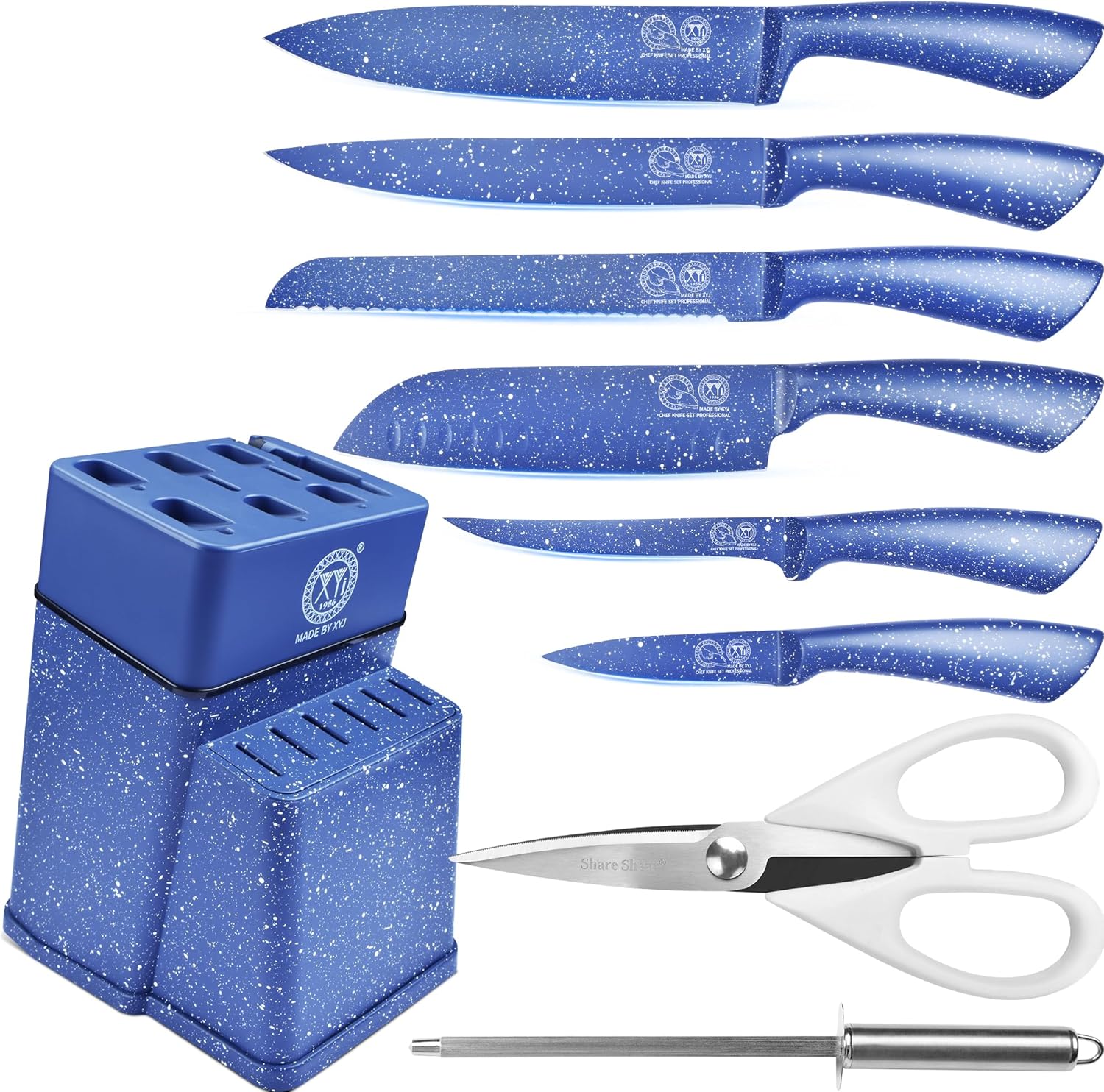 XYJ Kitchen Knife Block Set - Premium Stainless Steel Cutlery