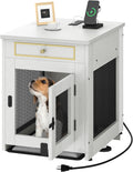 Dog Kennel Furniture with Dual USB Charger - Stylish Crate End Table