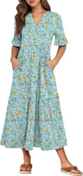 ANRABESS Women's Ruffle Sleeve Tiered Midi Dress - Flowy Casual