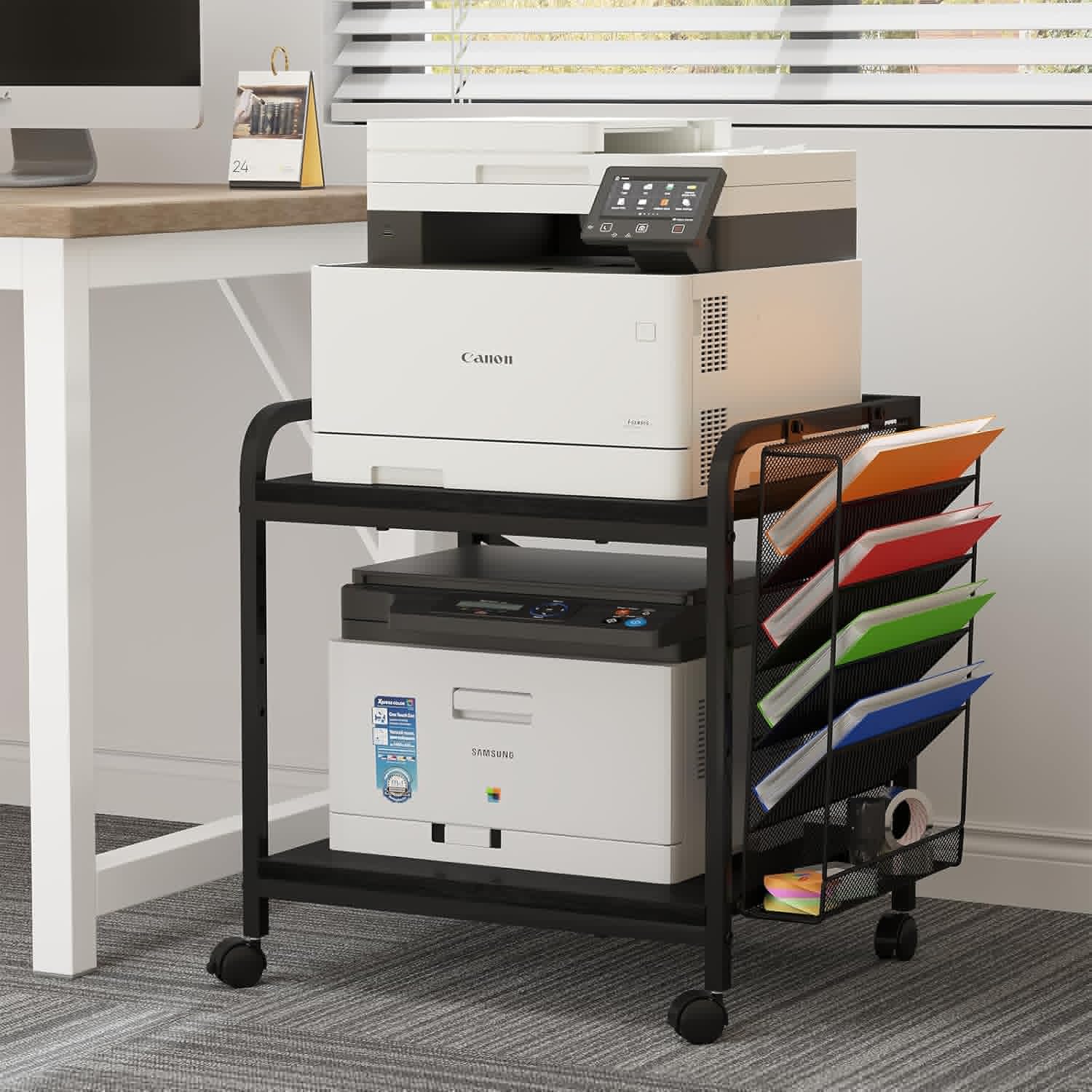 EasyCom Large Printer Stand with File Holder Organizer for Home