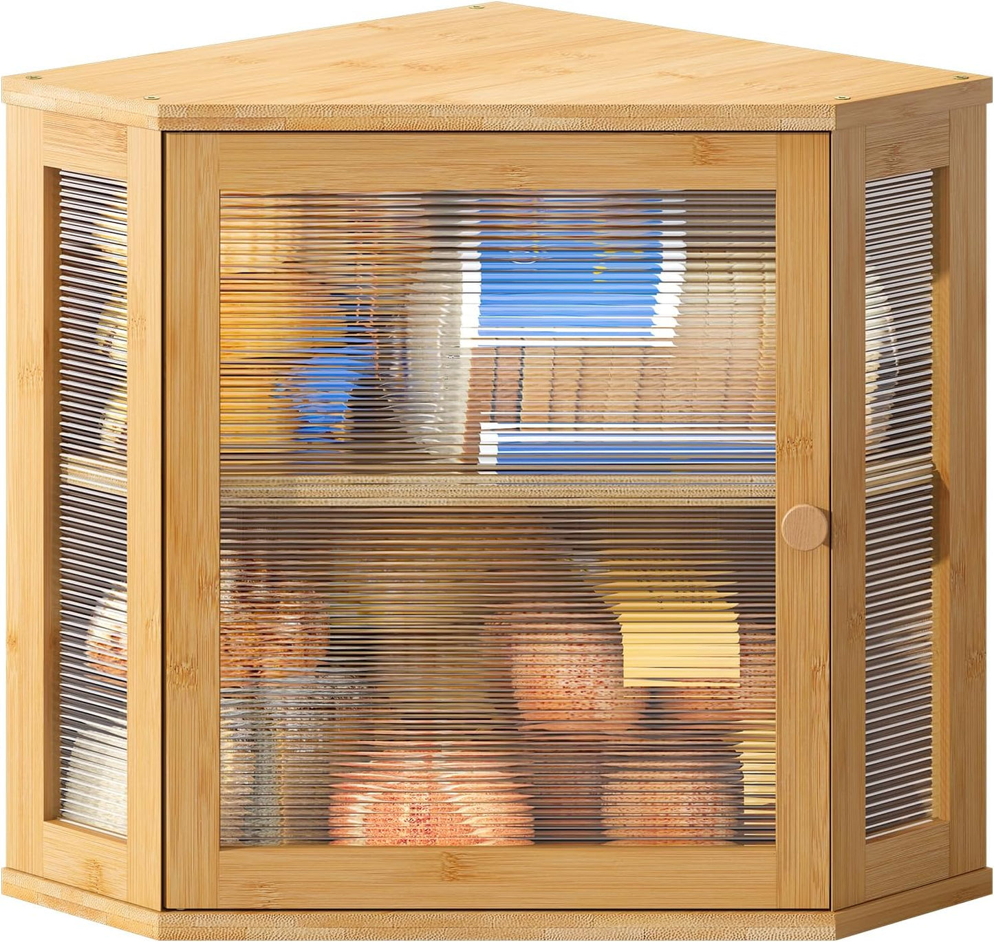 BMOSU Corner Bread Box: Large Capacity Bamboo Storage