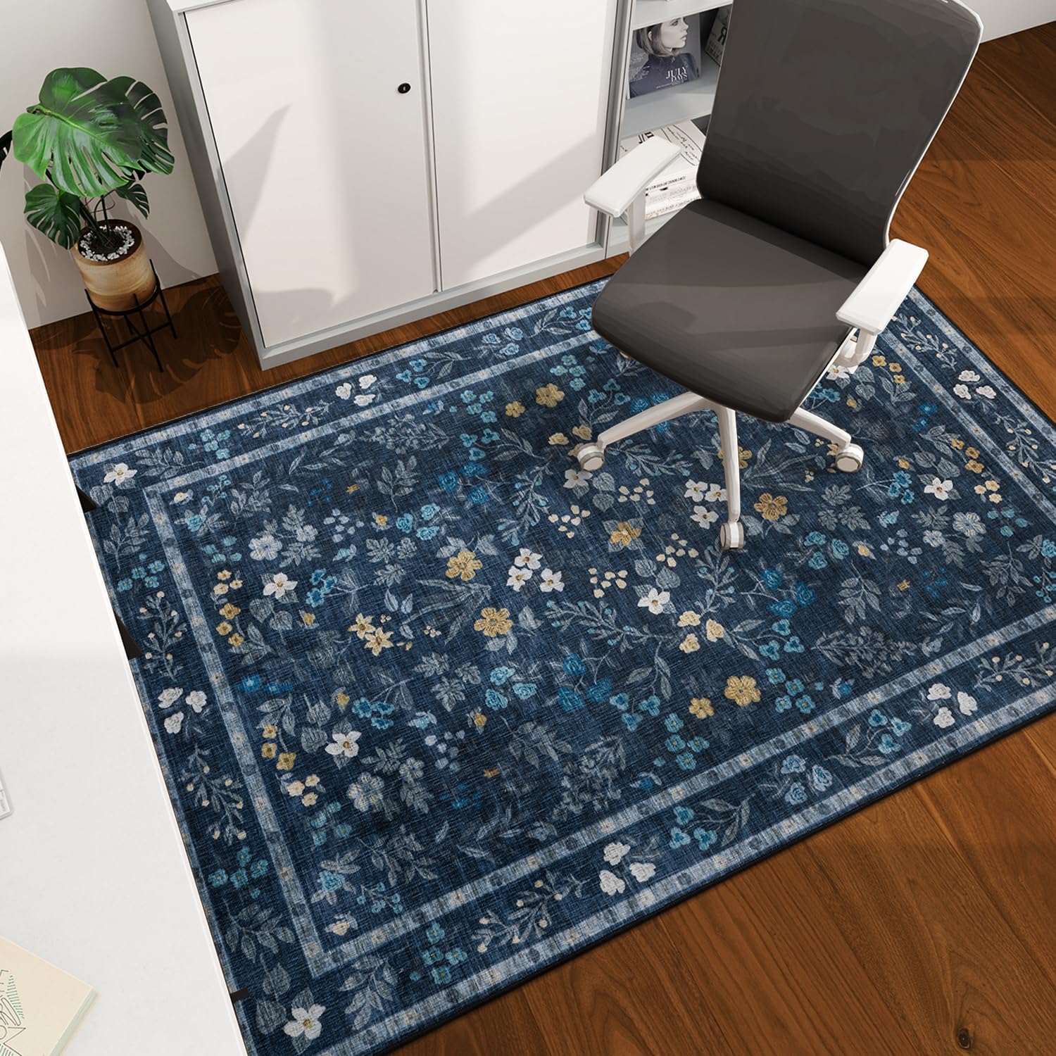 Chakme Office Chair Mat for Hardwood Floor - Floral Design