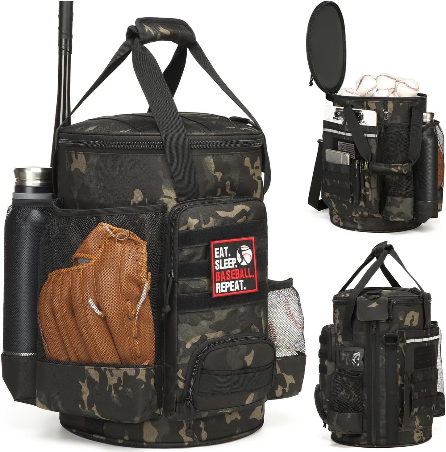Baseball Bucket Bag Organizer with Anti-Slip Bottom & Pockets