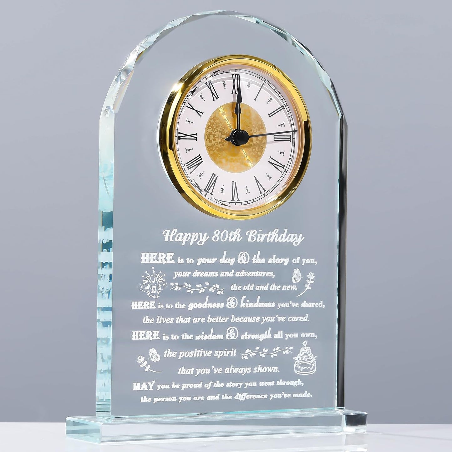 80th Birthday Gifts for Women Men - Unique Crystal Clock Present