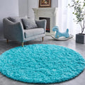 Blue Round Rug Ultra-Soft Plush 5x5 Circle Area Rug - Cozy Shag