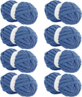 HOMBYS Country Blue Chenille Yarn Super Bulky Chunky Yarn for Blankets