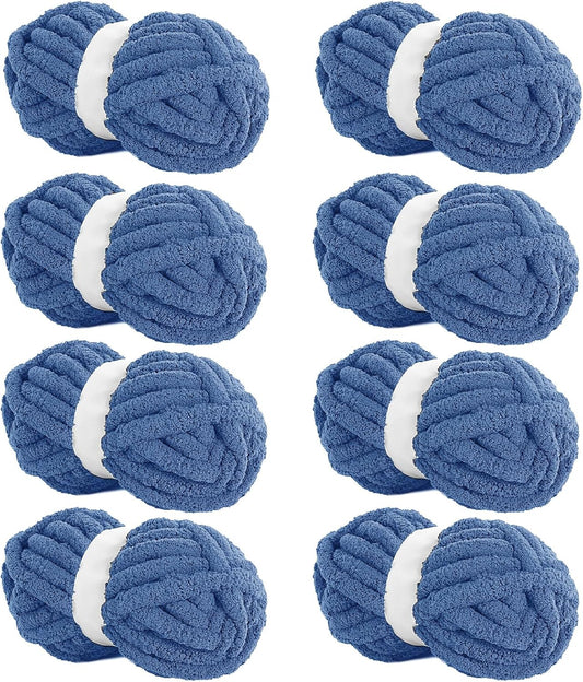 HOMBYS Country Blue Chenille Yarn for Cozy Knitting Projects
