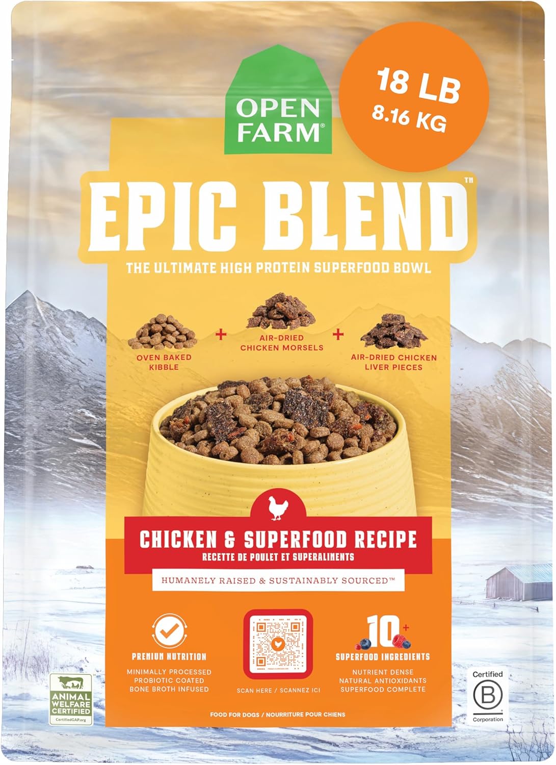 Epic Blend High Protein Dry Dog Food with Probiotics & Bone Broth