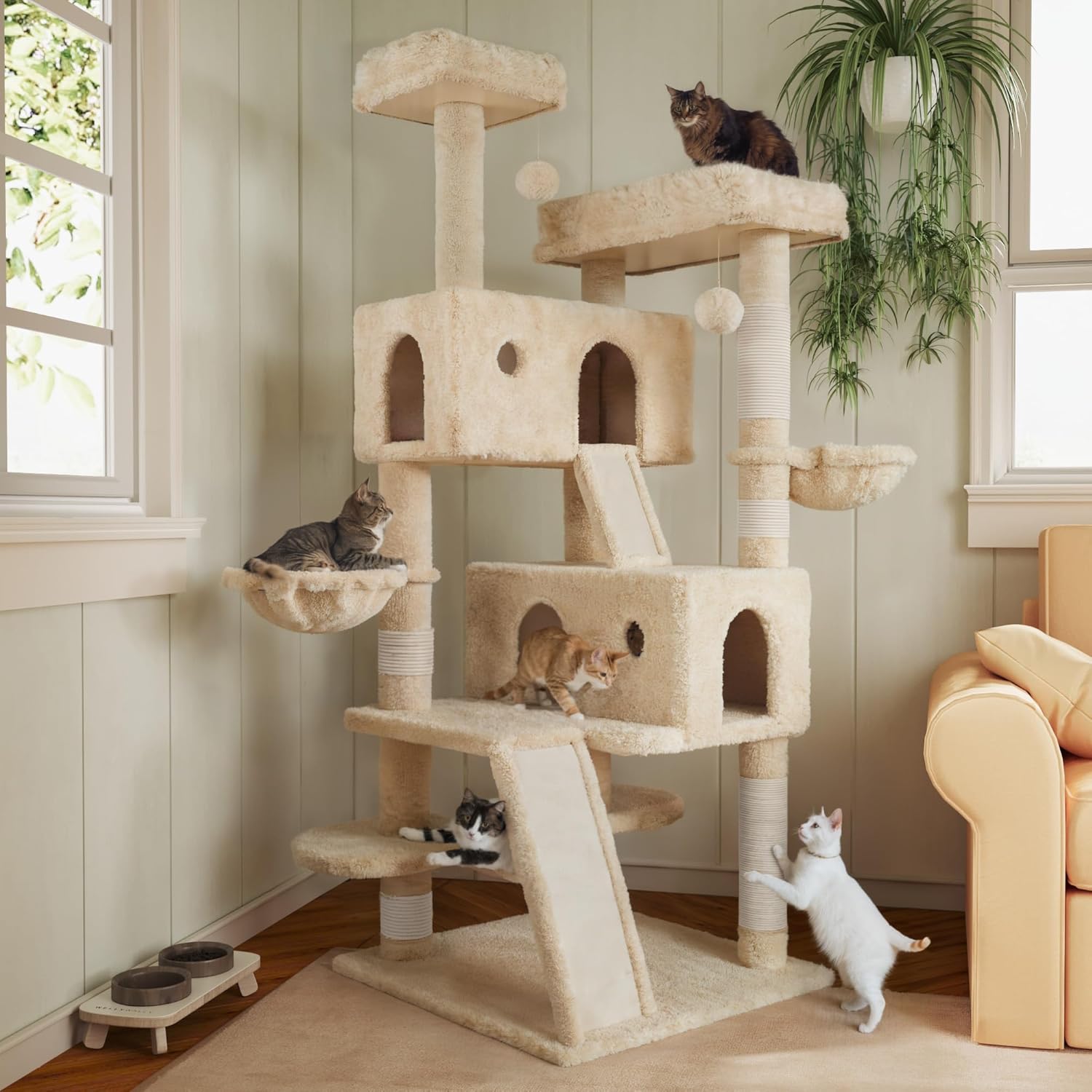 MUTICOR 66 Inches Multi-Level Cat Tree for Big Felines