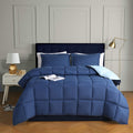 Full/Queen Navy/Light Blue Comforter Set - All Season Reversible 3pc