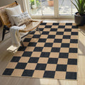 Checkered Easy Jute Carpet 3x5 - Washable Indoor Outdoor Rug
