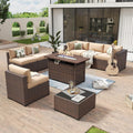 Aoxun 8 Piece Patio Furniture Set with 44 Fire Pit Table - Comfortable