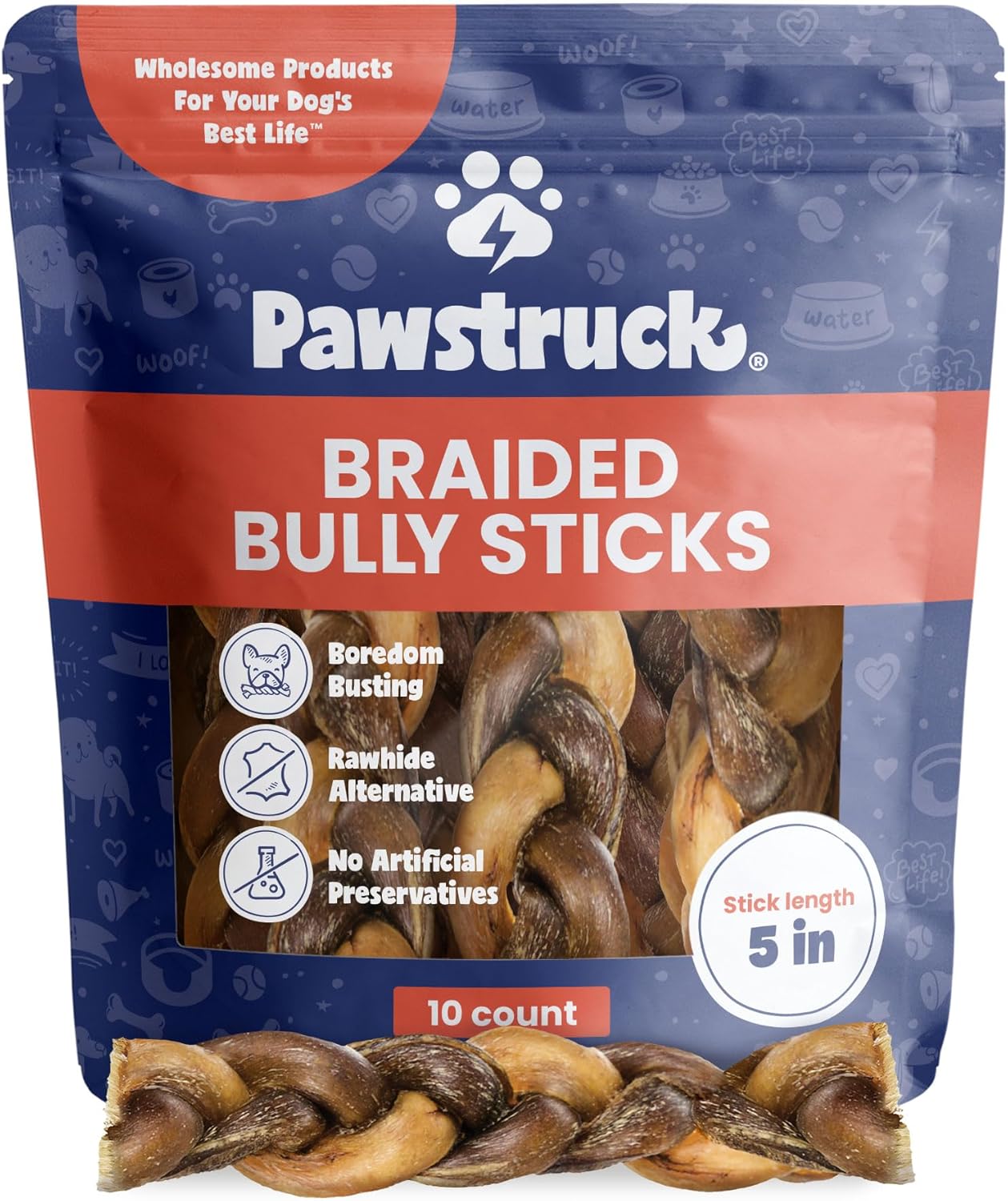Pawstruck Tough Braided Bully Sticks: Aggressive Chewers' Favorite