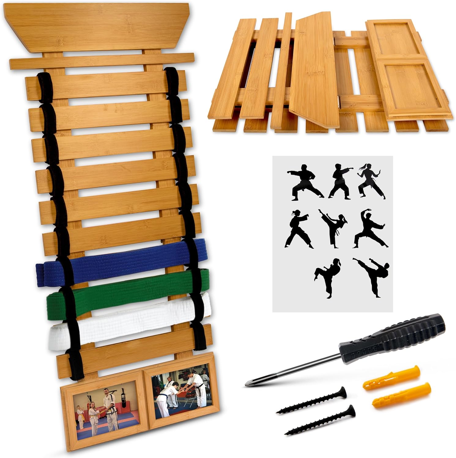 Karate Belt Display Rack for 10 Belts with Customization Options