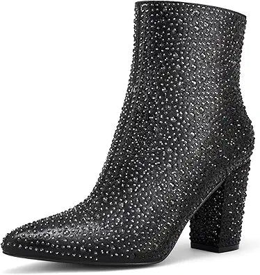 Rollda Rhinestone Boots for Women Sparkly Ankle Booties