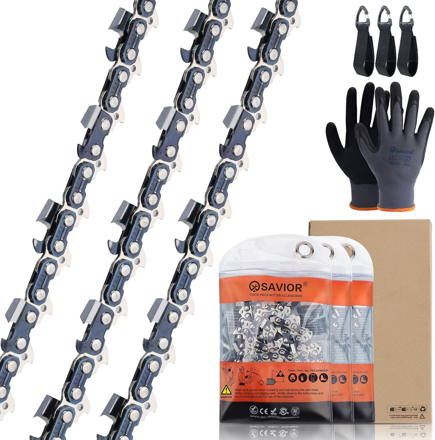 Savior 22 Inch Chainsaw Chain 3 Pack for Blue Max Models