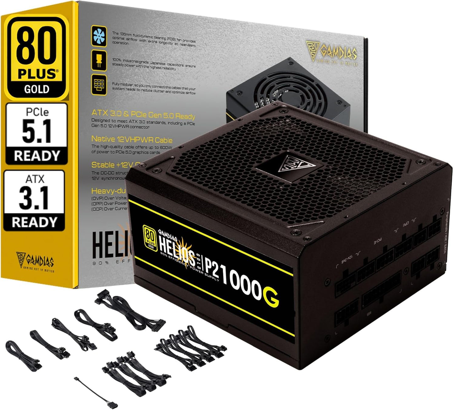 GAMDIAS HELIOS P2-1000G 1000W Power Supply for Gaming PCs