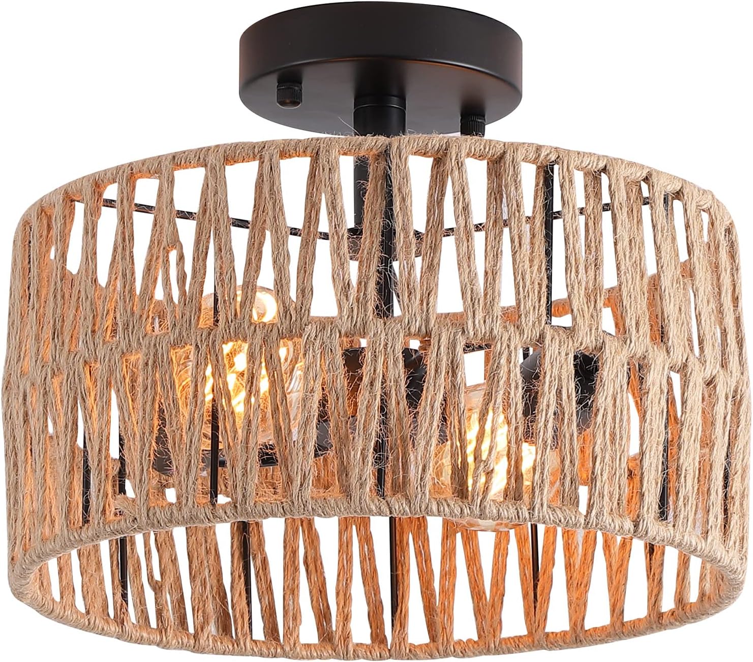 Coastal Woven Flush Mount Light Fixture for Rustic Spaces