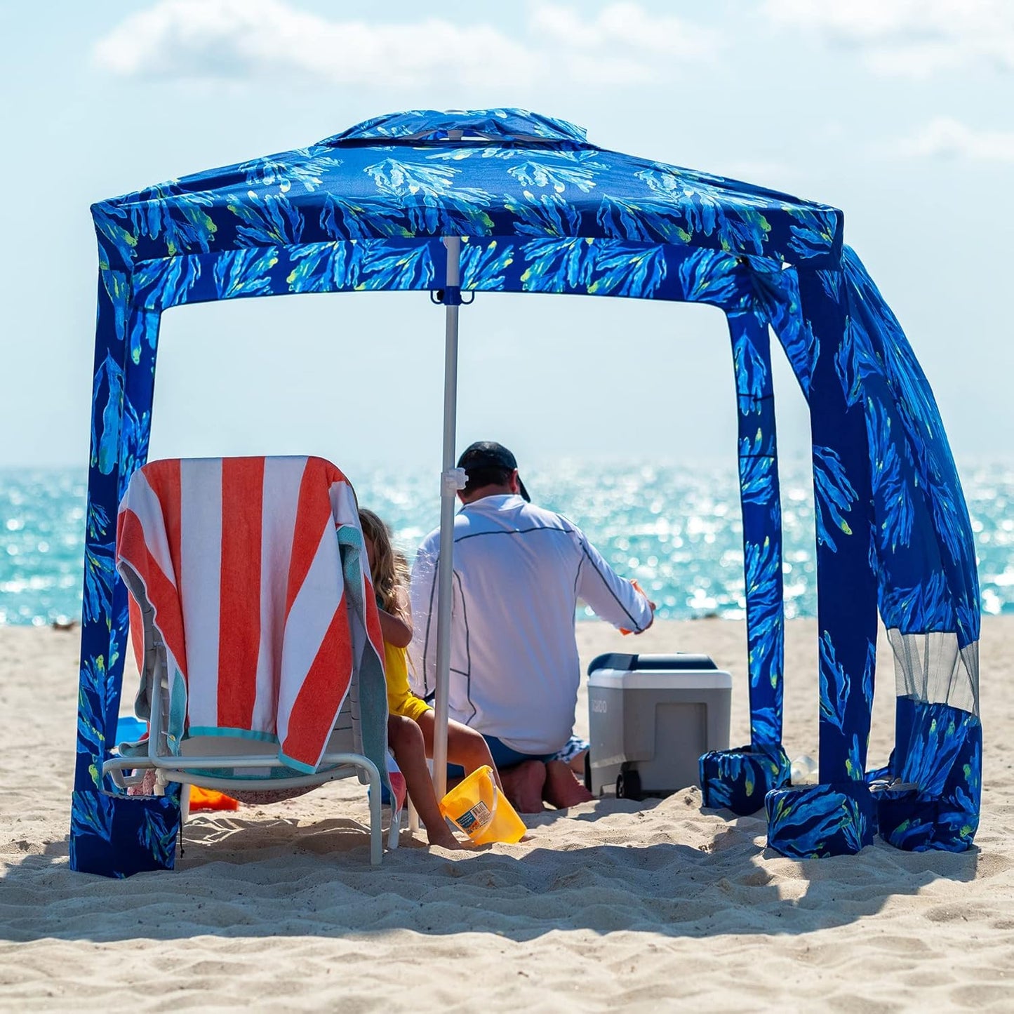 AMMSUN Beach Cabana: Easy Setup 6.2ft Canopy for Sun Protection