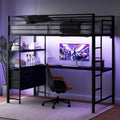 Full Metal Loft Bed Frame with L-Shaped Desk - Space Saving Study Loft