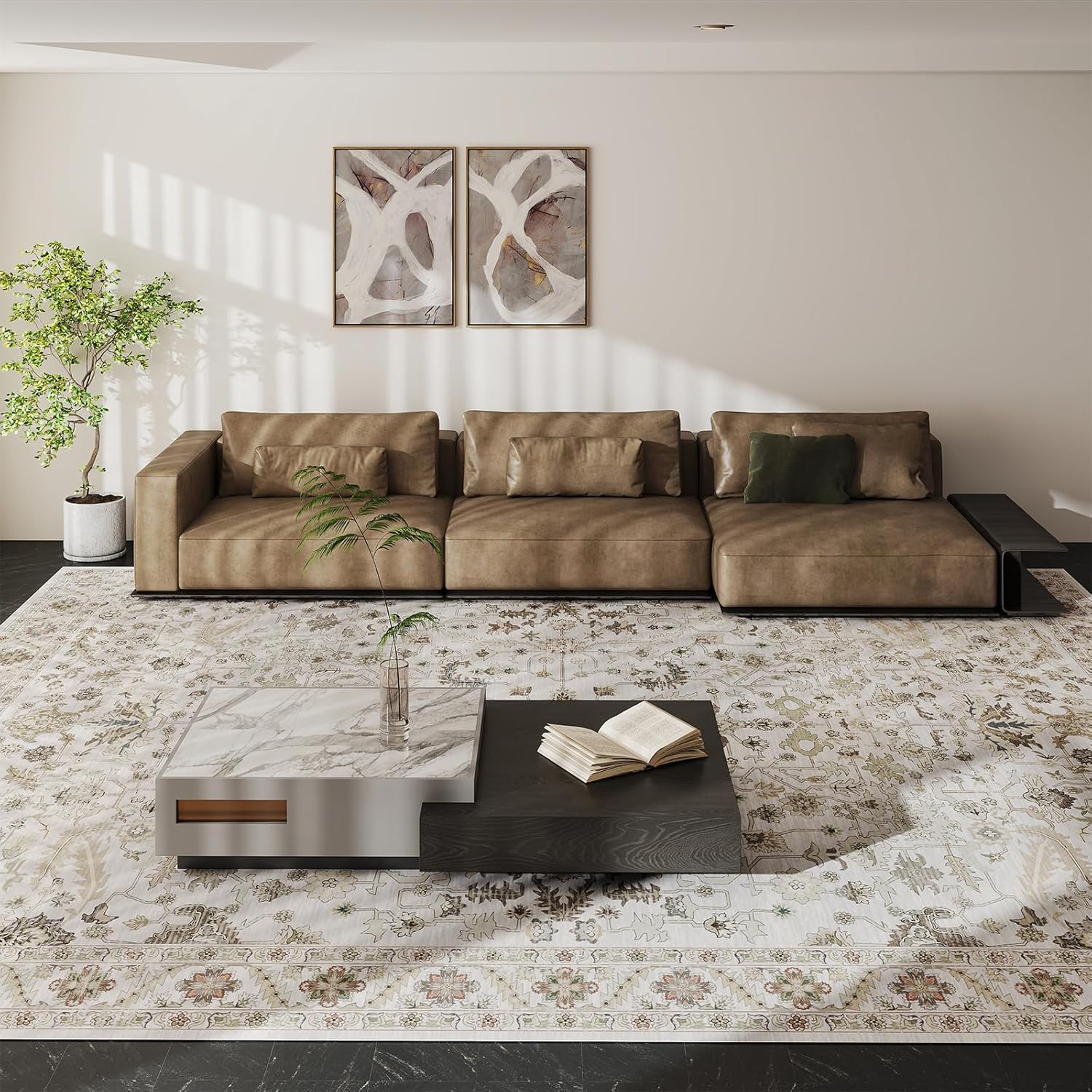 Vintage 8x10 Washable Area Rug for Living Room & Bedroom