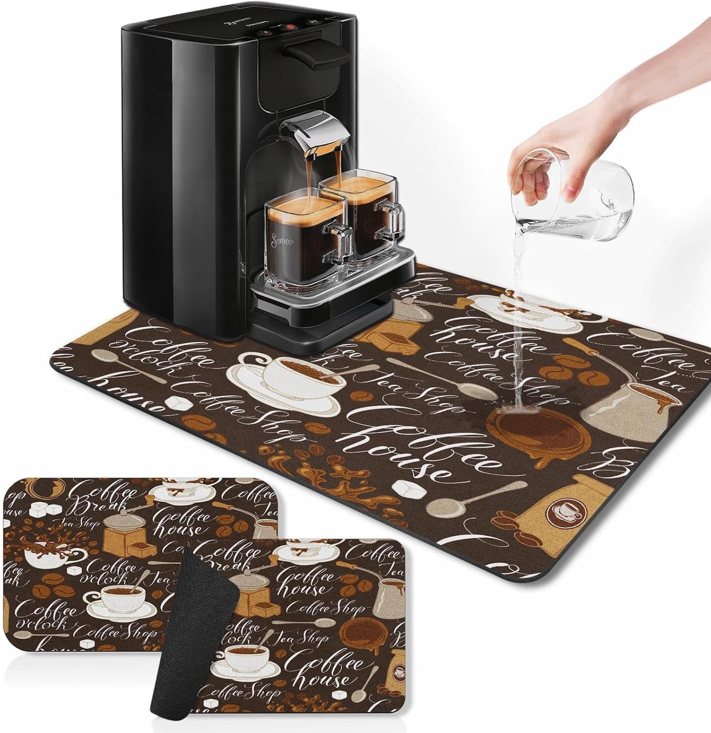 Arttown Retro Coffee Mat Set - Stain-Resistant Kitchen Essential