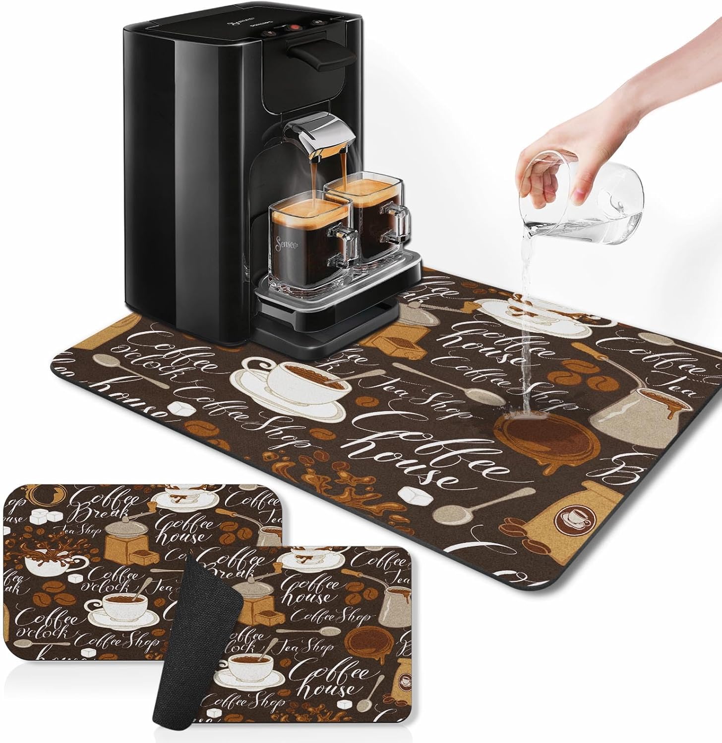 Arttown Retro Coffee Mat Set - Stain-Resistant Kitchen Essential