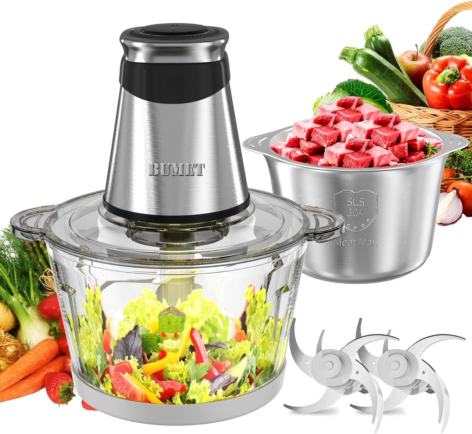 Powerful Dual-Bowl Food Processor by BUMET