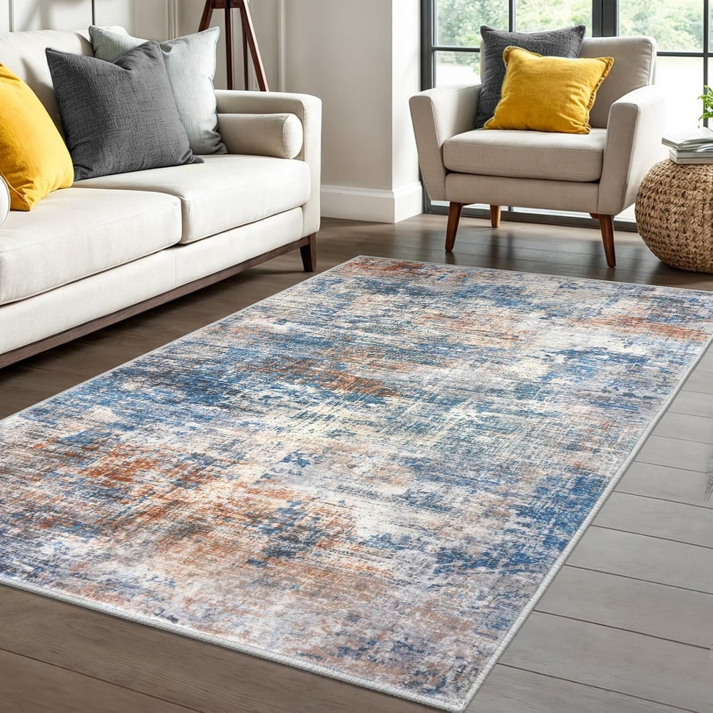 IOHOUZE Abstract Area Rug 4x6 Ft Washable Non Slip Design