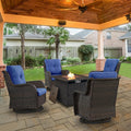 5 Piece Patio Wicker Furniture Set - 4 Swivel Rocker Glider Chairs