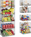 5 Pack Stackable Wire Baskets for Pantry Organizers - Space Saving