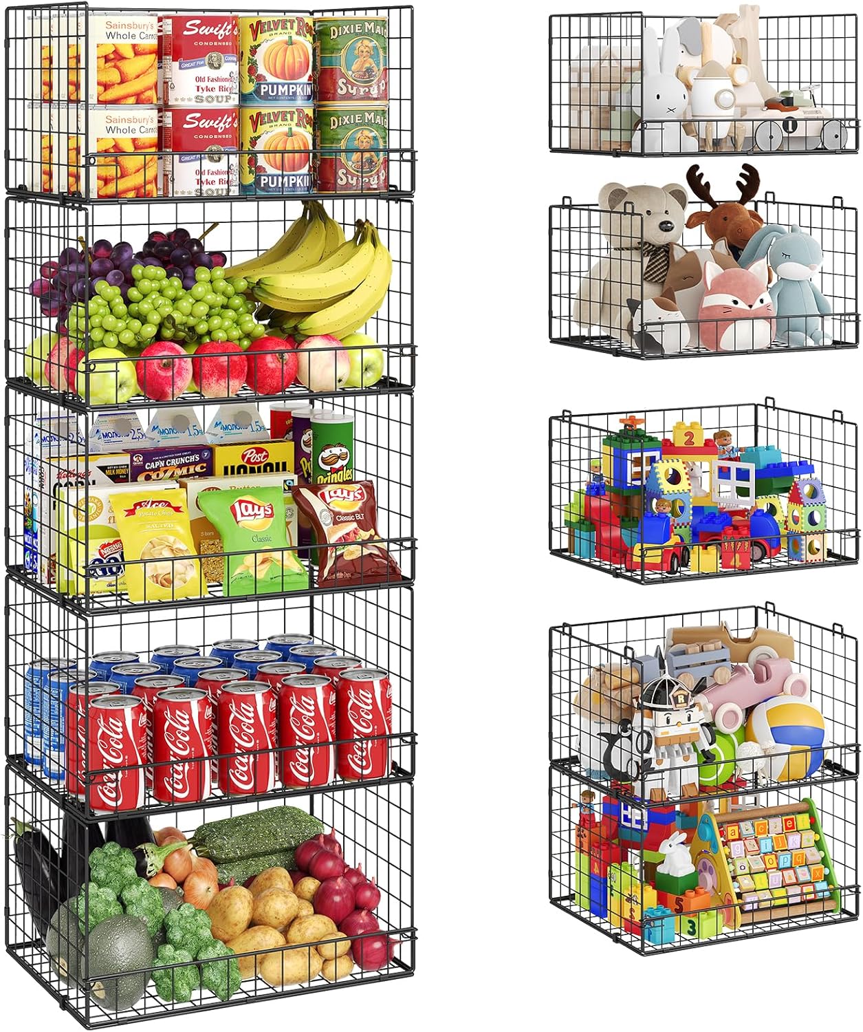 Stackable Wire Baskets for Pantry Organizers and Storage