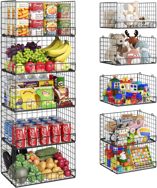 Stackable Wire Baskets for Pantry Organizers and Storage