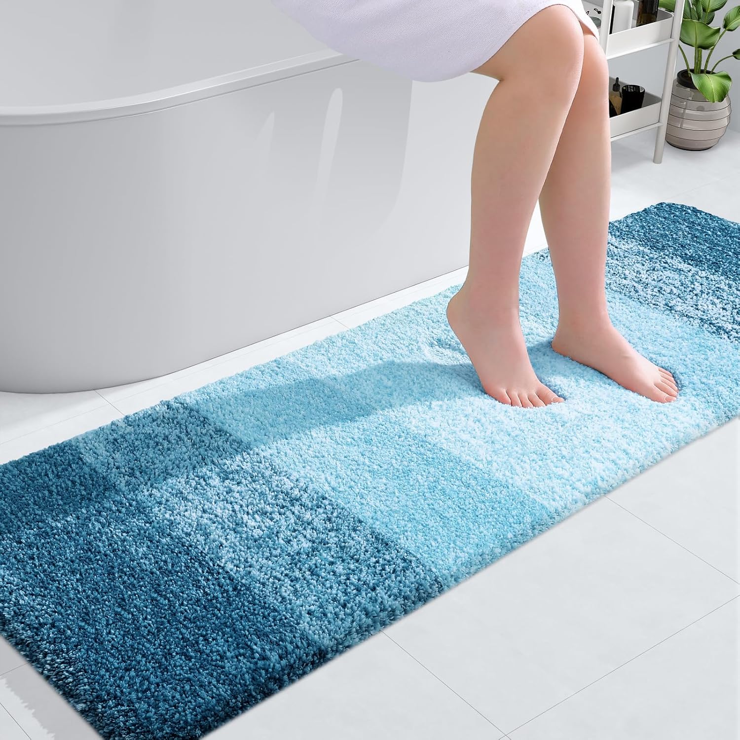 OLANLY Bathroom Runner Rugs 59x20, Soft Microfiber Mats