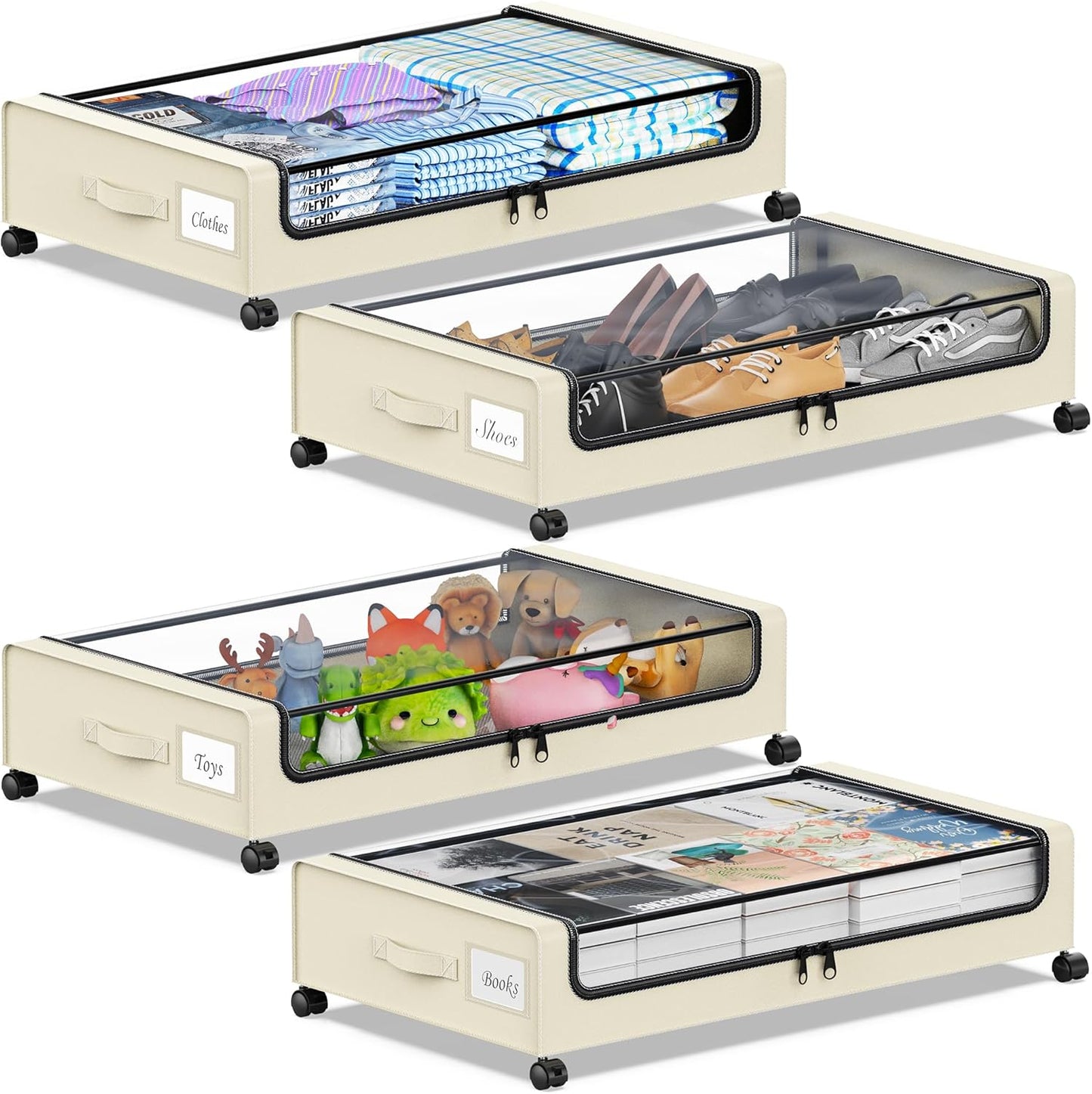 Under Bed Storage with Wheels for Clothes, Shoes, and Toys