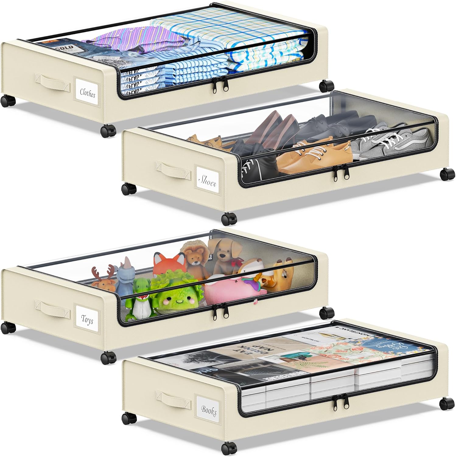 Under Bed Storage with Wheels for Clothes, Shoes, and Toys