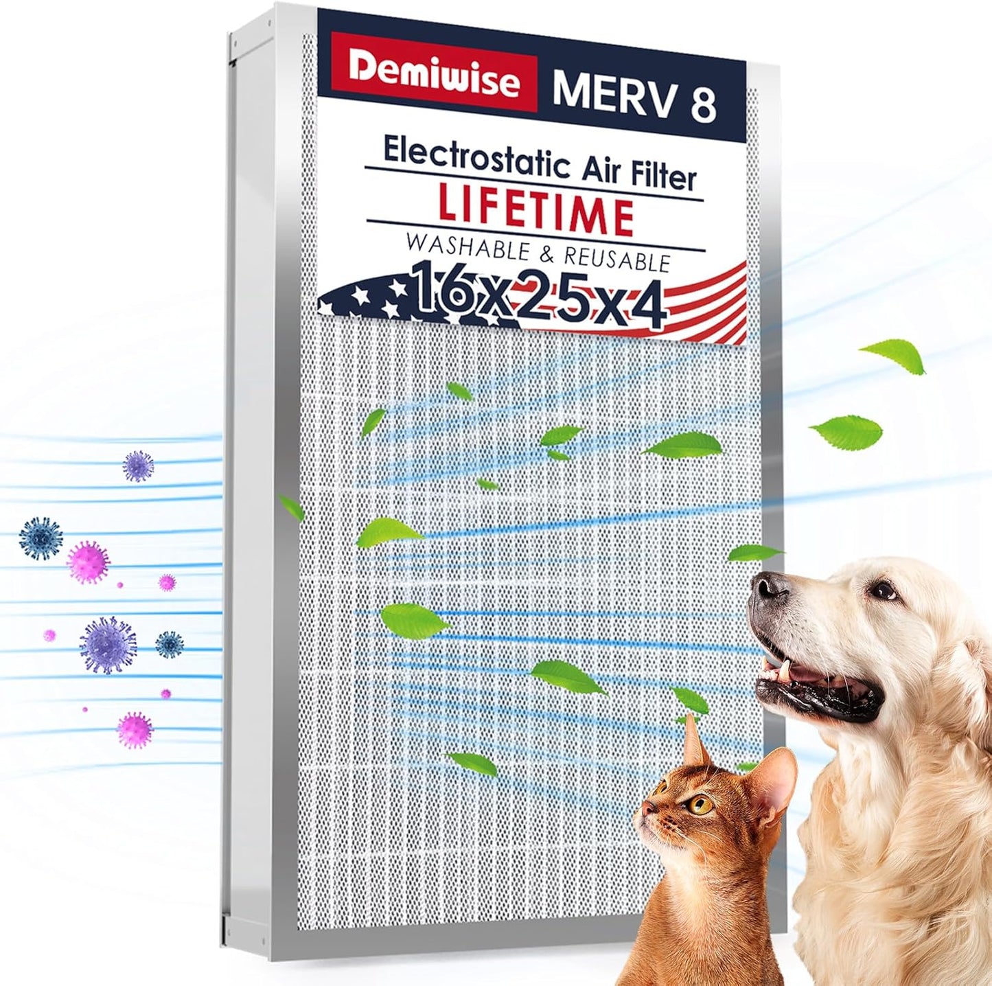 16x25x4 Reusable Electrostatic Air Filter for Allergen Defense
