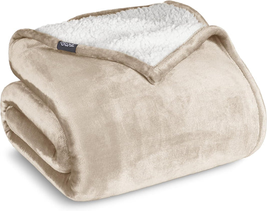 Bare Home Sherpa Fleece Blanket - Soft, Warm & Reversible
