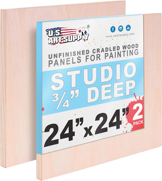 24in x 24in Unfinished Cradled Wood Panels for Painting Projects