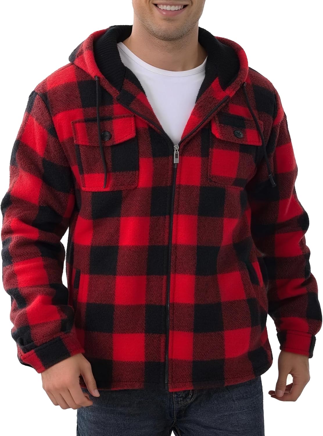 Men's Flannel Shirt Jacket with Fleece Lining for Winter Warmth